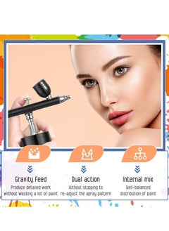 SYOSI Airbrush Kit Mini Air Compressor Airbrush Kit USB Rechargeable Airbrush Dual-Action Cordless Airbrush Rechargeable Mini Air Compressor Airbrush for Cake Nail Makeup  - Image 3