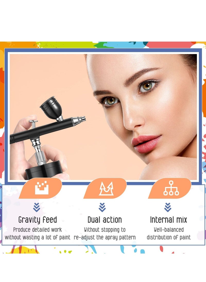 SYOSI Airbrush Kit Mini Air Compressor Airbrush Kit USB Rechargeable Airbrush Dual-Action Cordless Airbrush Rechargeable Mini Air Compressor Airbrush for Cake Nail Makeup  - Image 3