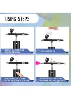 SYOSI Airbrush Kit Mini Air Compressor Airbrush Kit USB Rechargeable Airbrush Dual-Action Cordless Airbrush Rechargeable Mini Air Compressor Airbrush for Cake Nail Makeup  - Image 4