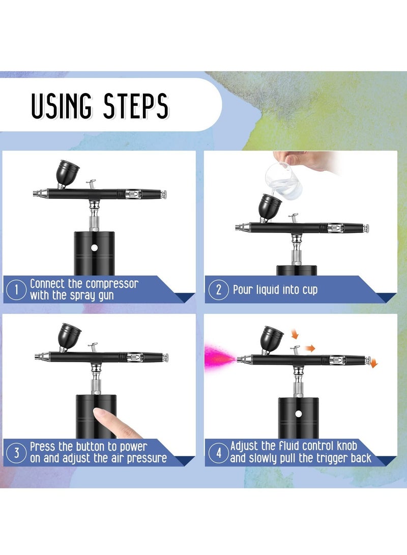 SYOSI Airbrush Kit Mini Air Compressor Airbrush Kit USB Rechargeable Airbrush Dual-Action Cordless Airbrush Rechargeable Mini Air Compressor Airbrush for Cake Nail Makeup  - Image 4