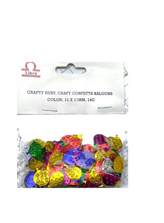 Libra 15×11mm Crafty Ruby Craft Confetts Baloons 14g Assorted Color