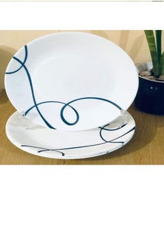 Corelle 6 Pieces Corelle Plate Luncheon From Lea White With Blue Swirl Splash 26 Cm  - Image 3
