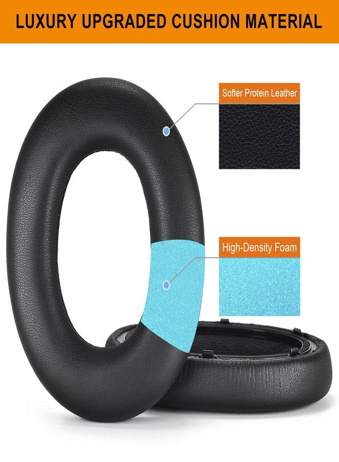 defean وسادات أذن Px7 - وسادات أذن بديلة من ديفين متوافقة مع سماعات الرأس اللاسلكية بلوتوث Bowers & Wilkins Px7 فوق الأذن، رغوة عازلة عالية الكثافة (جلد بروتين أسود) - Image 4