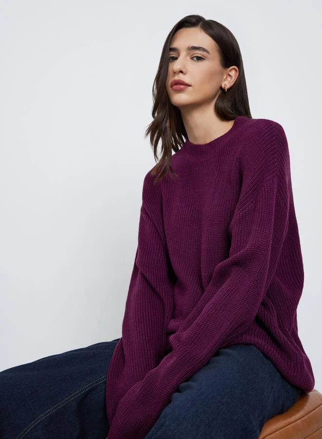 Styli Burgundy Chunky Knit Sweater