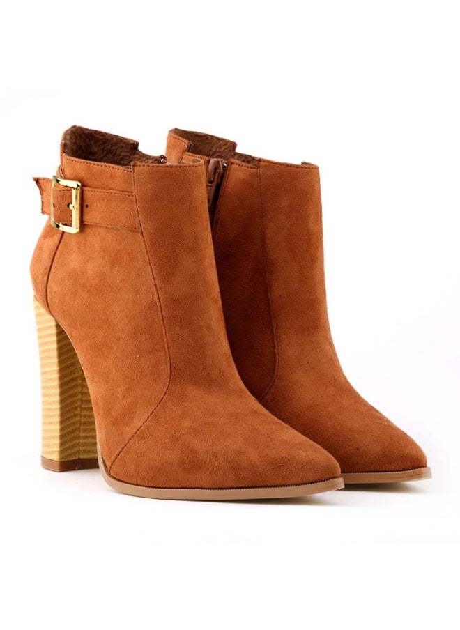 Loquat Autumn/Winter Block Heel Combat Boots 11cm Tan/Cognac  - Image 2