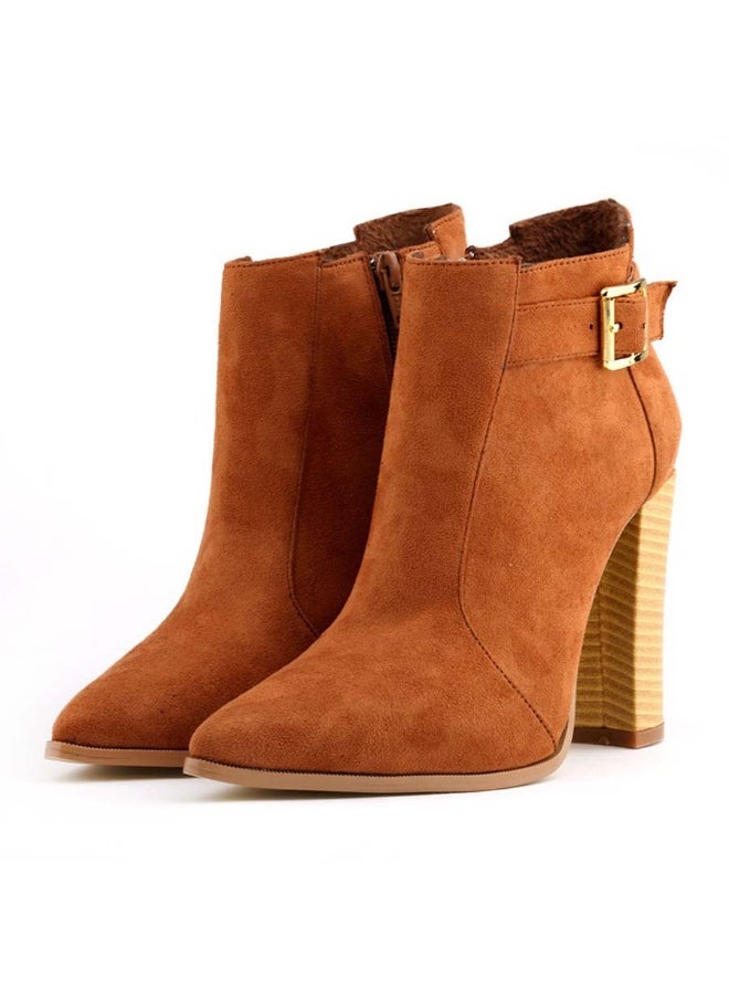 Loquat Autumn/Winter Block Heel Combat Boots 11cm Tan/Cognac  - Image 1