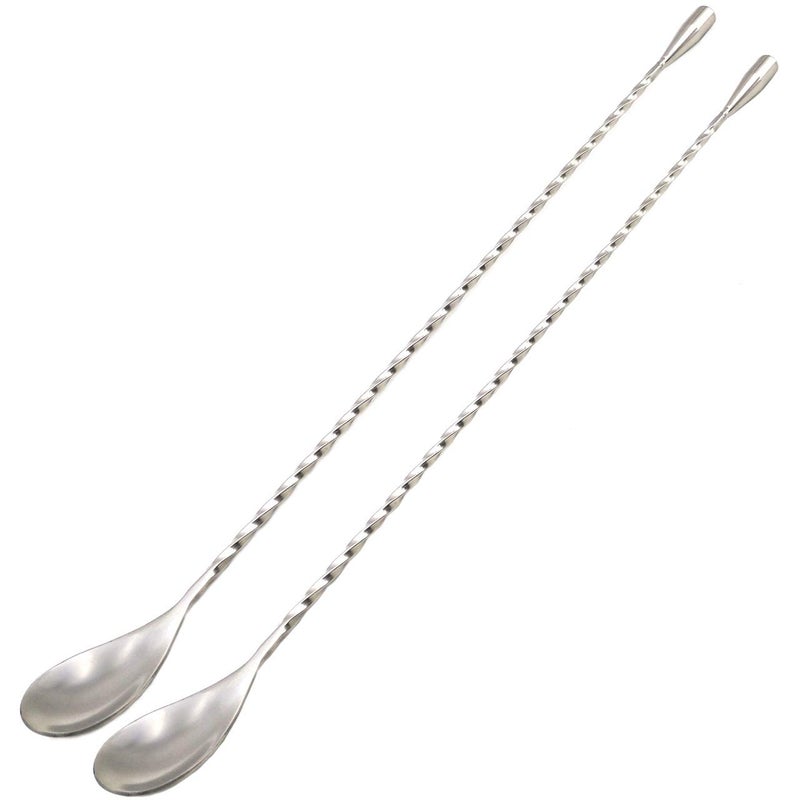157 Extra Long Cocktail Mixing Spoon Set FoodGrade 188 Stainless Steel Stirrer Spiral Pattern Bar Cocktail Shaker Spoon for Ice Cream Smoothies Malts Milkshakes Juice Coffee Tea Drink Set of 2