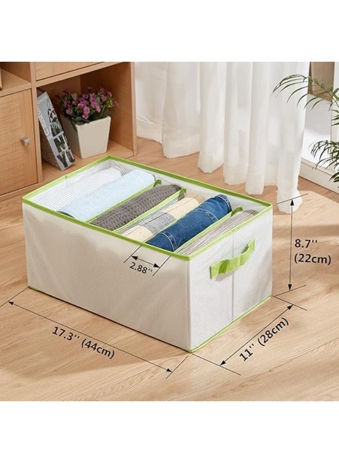 منظم تخزين ملابس قابل للطي، 6 أقسام كبيرة، عبوة من قطعتين مع لوح PVC ومقابض، رمادي - Image 2