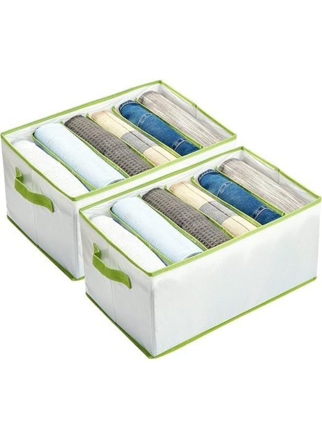 منظم تخزين ملابس قابل للطي، 6 أقسام كبيرة، عبوة من قطعتين مع لوح PVC ومقابض، رمادي - Image 1