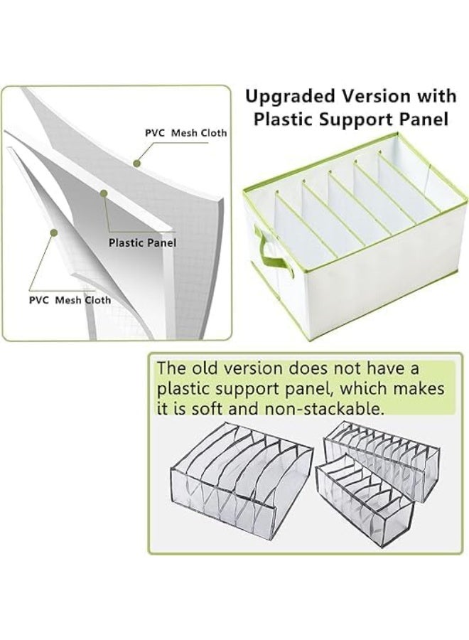 منظم تخزين ملابس قابل للطي، 6 أقسام كبيرة، عبوة من قطعتين مع لوح PVC ومقابض، رمادي - Image 3