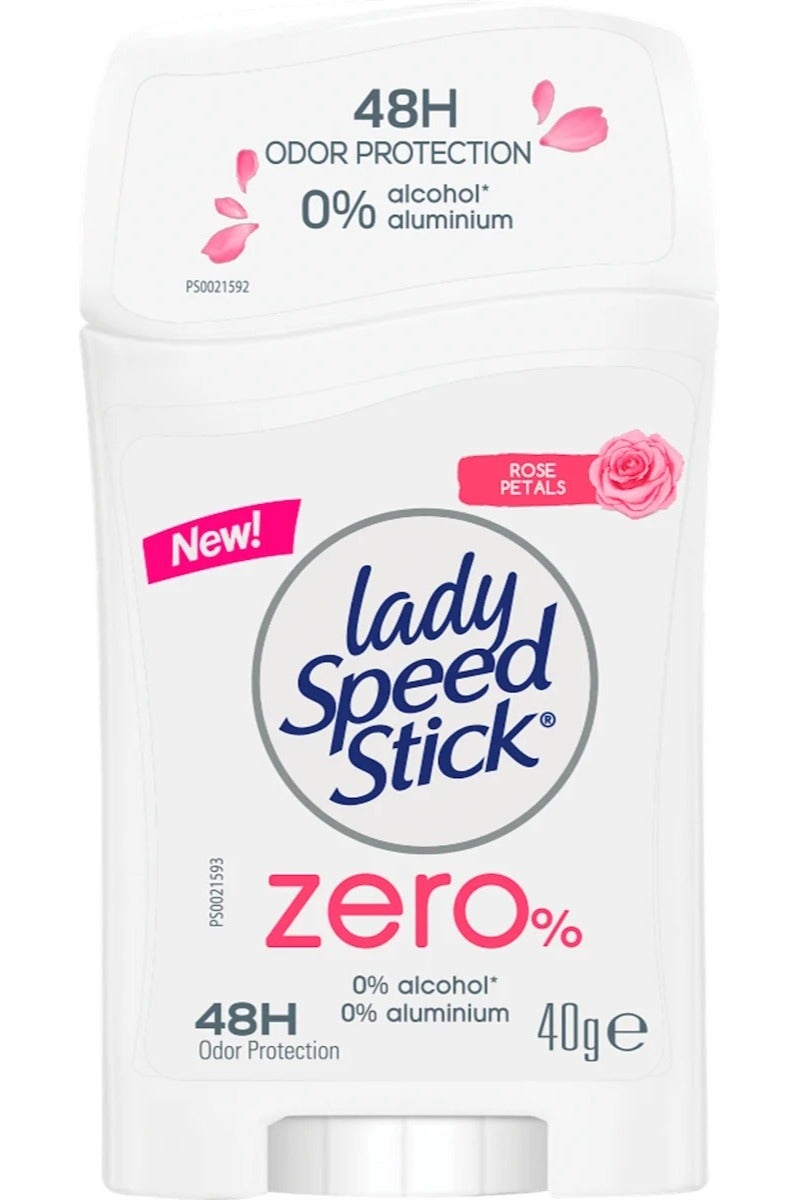ليدي سبيد ستيك مزيل عرق ومضاد للتعرق  زيرو % برائحة بتلات الورد - 40 جم - Image 1