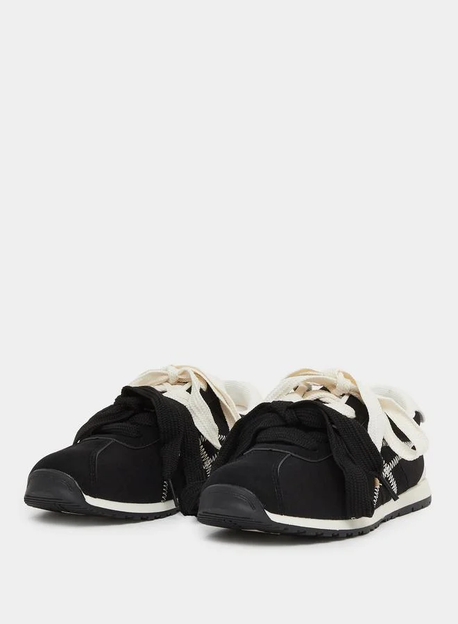 ستايلي Styli Lace Up Sneakers with Stitching Detail