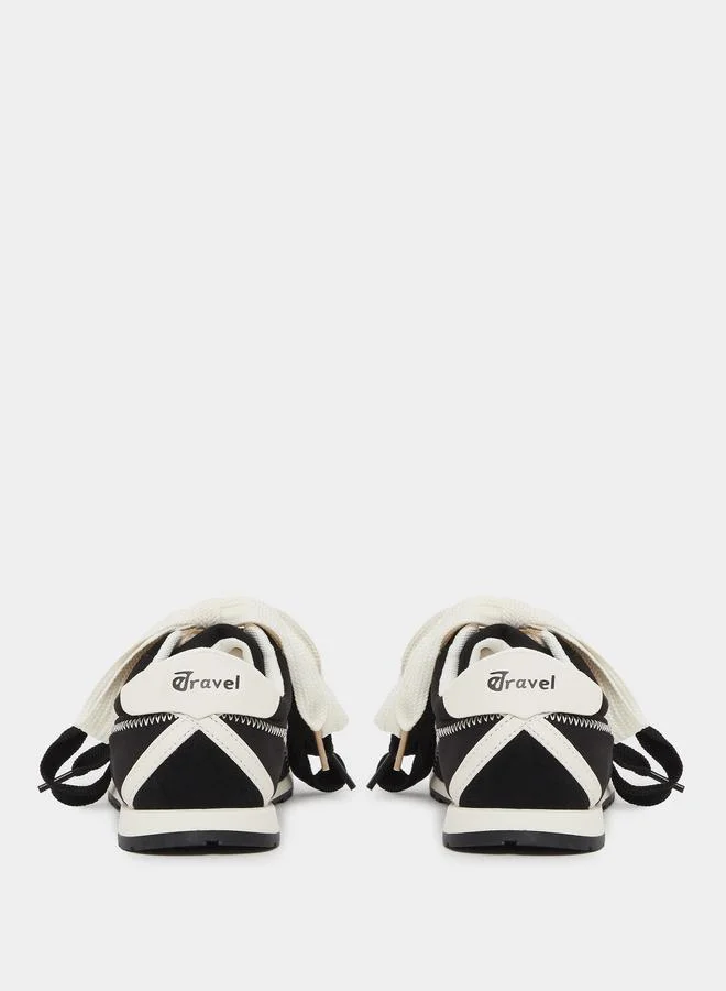 Styli Styli Lace Up Sneakers with Stitching Detail