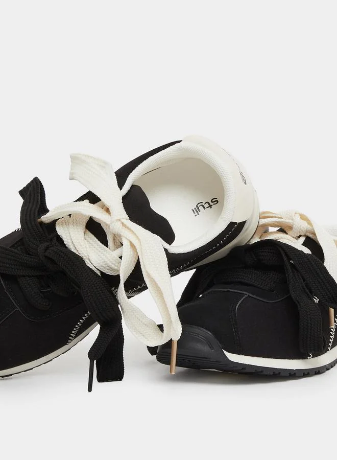 Styli Styli Lace Up Sneakers with Stitching Detail
