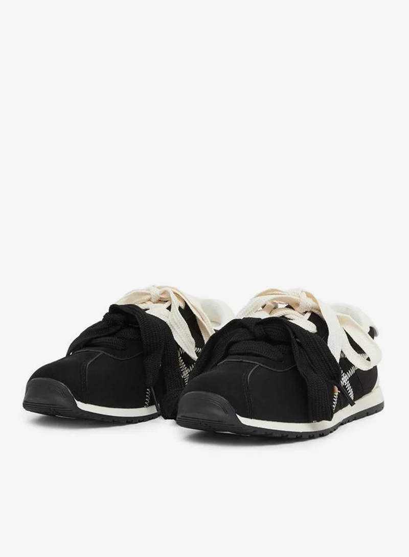 Styli Active Lace Up Sneakers with Stitching Detail