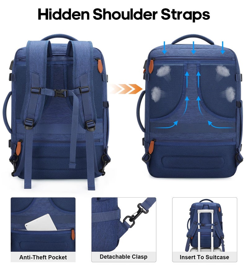 Bagsure Travel Backpack Carry On Backpack 42L Flight Approved, Expandable Laptop Backpack with Packing Cubes & Shoe Pocket, Water Resistant Luggage Backpack for Men Women, Large Backpack 20 * 14 * 7" - Image 4