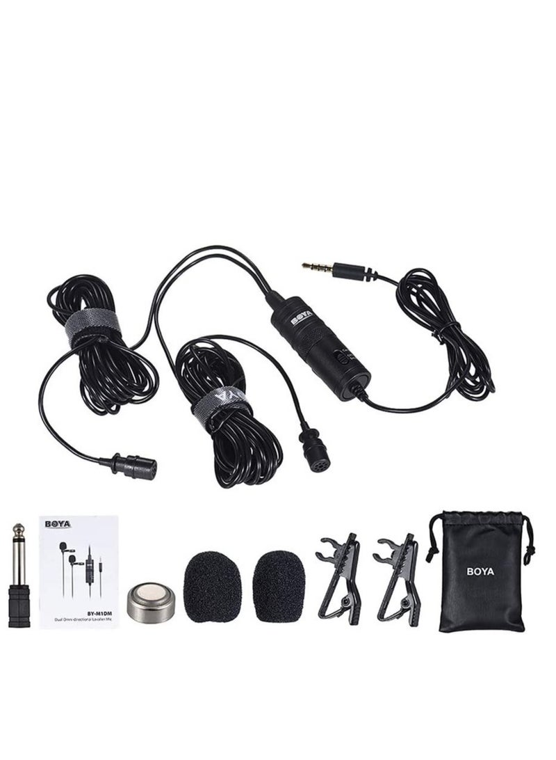 BOYA by-M1 Universal 2-Person Dual Omnidirectional Lavalier Microphone for Cameras, Smartphones, Tablets, Computers, Recorders & More, Black, (BY-M1DM) BY-M1DM Black - Image 3