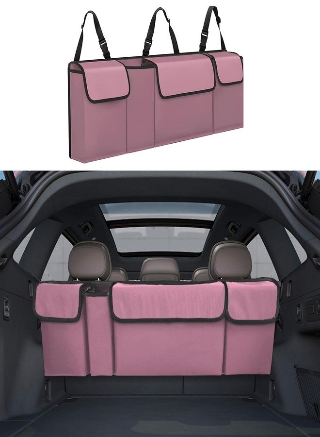 Tioollev Car Trunk Organizer, Backseat Hanging Large Storage with Adjustable Straps,Waterproof PVC Collapsible Cargo Bag, Car Interior Accessories for Auto SUV MPV (Pink) - Image 1