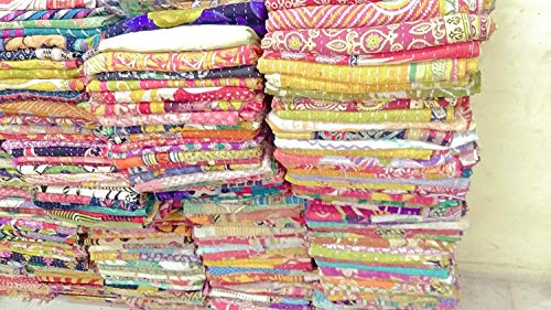 TEXTILLHUB Indian Tribal Kantha Quilt Vintage Handmade Blanket Patch Throw Hippie Bohemian Cotton Saree Made Kantha (5) - Image 4