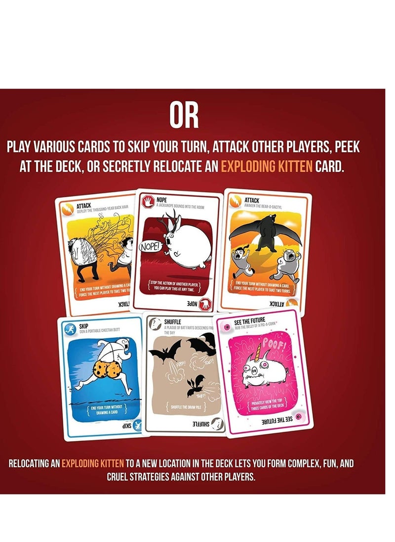 Exploding Kittens – Card Game – 2 to 5 Players – Ages 7+ – Fast-Paced Party Card Game – Cats & Chaos Theme