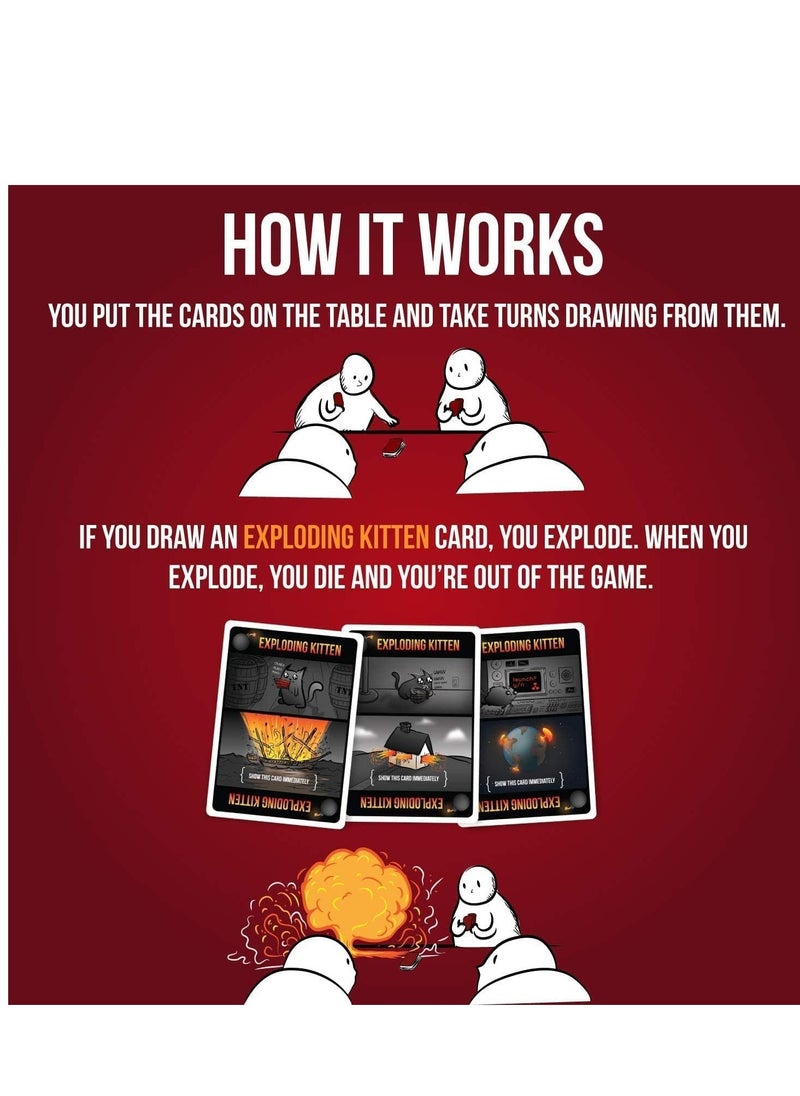 Exploding Kittens – Card Game – 2 to 5 Players – Ages 7+ – Fast-Paced Party Card Game – Cats & Chaos Theme