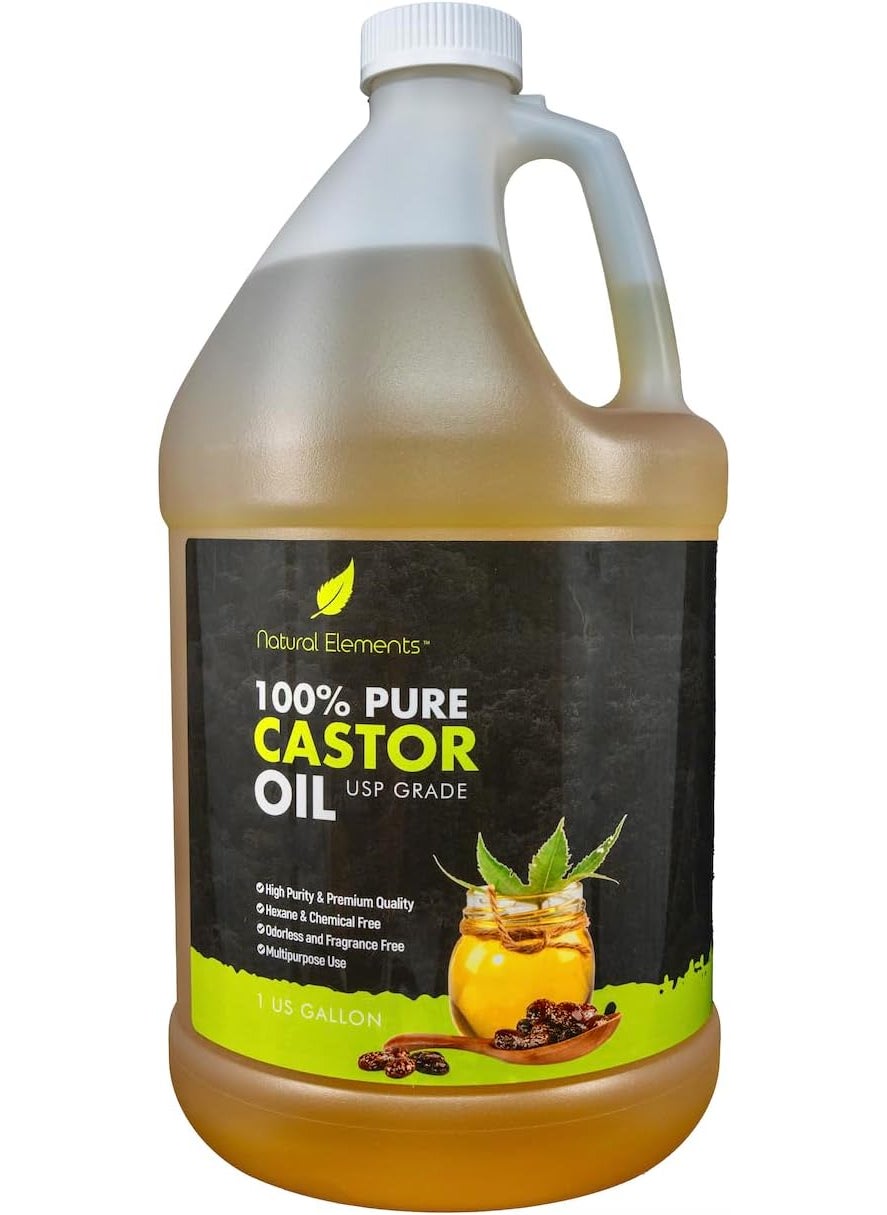natural elements Natural Elements 100 Castor Oil USP Grade  Cold Pressed  Hexane Free  High Purity Premium Quality 