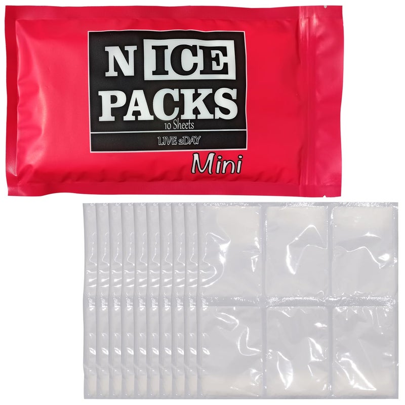 Nice Packs Reusable Dry Ice Packs for Shipping Frozen Food Coolers Lunch Boxes  Flexible and Long Lasting 10 Mini Sheets