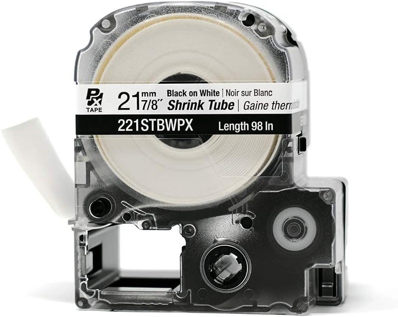 LABELWORKS Epson 221STBWPX Genuine Tape Cartridge - Black on White Shrink Tube Industrial Label Maker Tape - AWG 0000-1, 7/8" (21MM) Wide, 8 ft (96") - Image 3