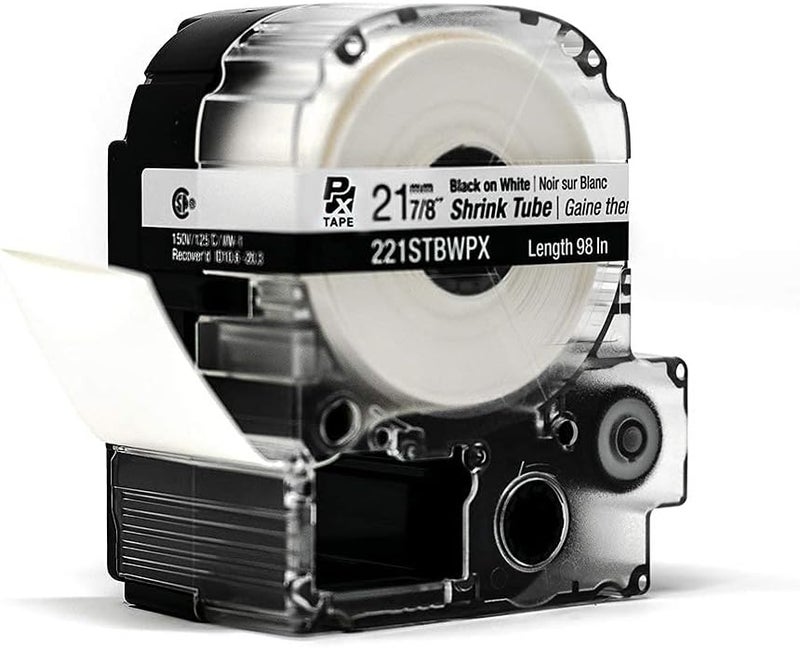 LABELWORKS Epson 221STBWPX Genuine Tape Cartridge - Black on White Shrink Tube Industrial Label Maker Tape - AWG 0000-1, 7/8" (21MM) Wide, 8 ft (96") - Image 5