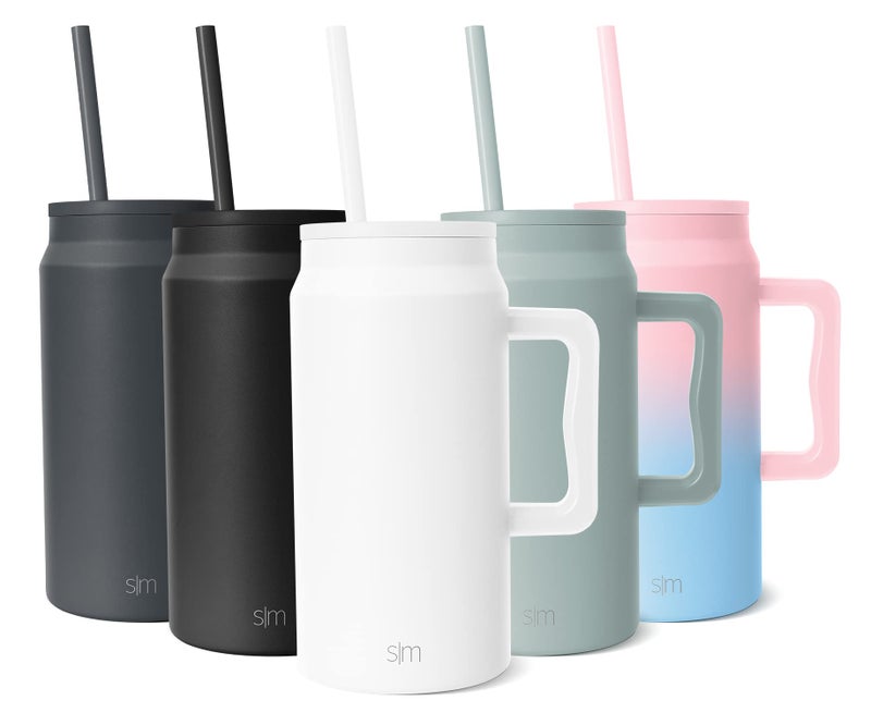 Simple Modern Simple Modern 50 oz Mug Tumbler with Handle and Straw Lid | Reusable Insulated Stainless Steel Large Travel Jug Water Bottle | Gifts for Women Men Him Her | Trek Collection | 50oz | Winter White - Image 2