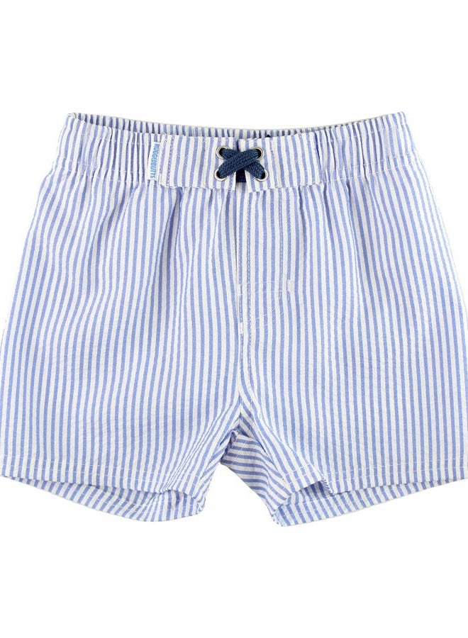 RUGGEDBUTTS Periwinkle Blue Seersucker Swim Trunks - 6-12m, Blue, 6 Months - Image 1