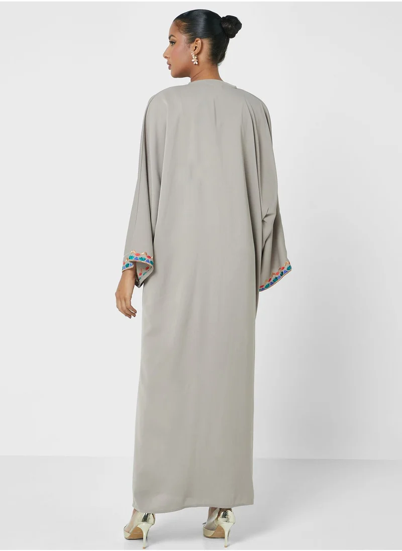 Aara Embroidered Flared Sleeve Abaya