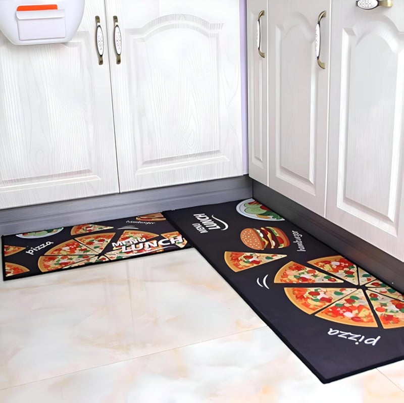 Set of 2 Washable Kitchen Mats Non Slip Anti Dust Comfortable Easy Care Removable Sliding Design Perfect for Any Kitchen Environment
