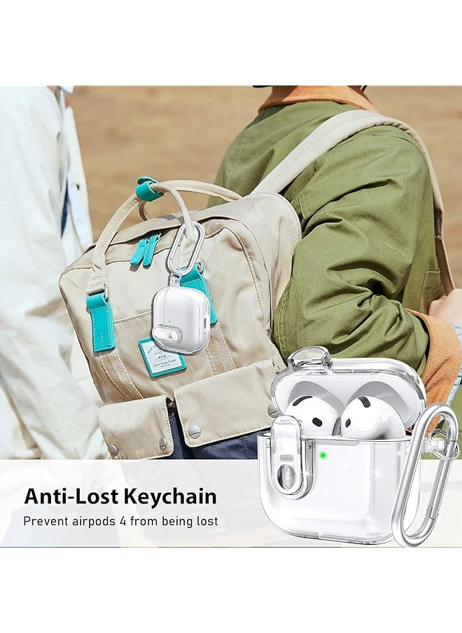 erorex - With Safety Lock Compatible With Airpods 4 Case Clear Soft Tpu Transparent Airpods 4Th Generation Case Full Protection Cover With Keychain For Airpods 4 Gen 2024 Usb C Clear - Image 1