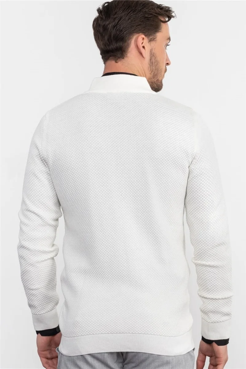 تودورس Half Turtleneck Zippered White Cardigan