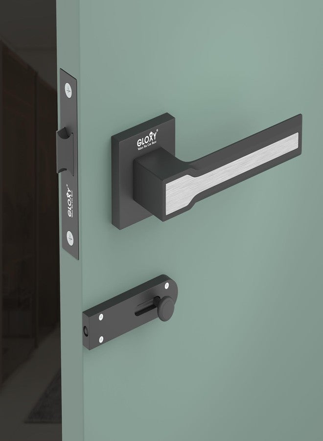 Gloxy Mortise Baby Latch Door Lock for Balcony Pull Handle Door Lock Store Room Mortise Keyless Handle Set with Brass Baby Latch for All Doors |Black Finish (2 Years Warranty, Pack of 1) - Image 1