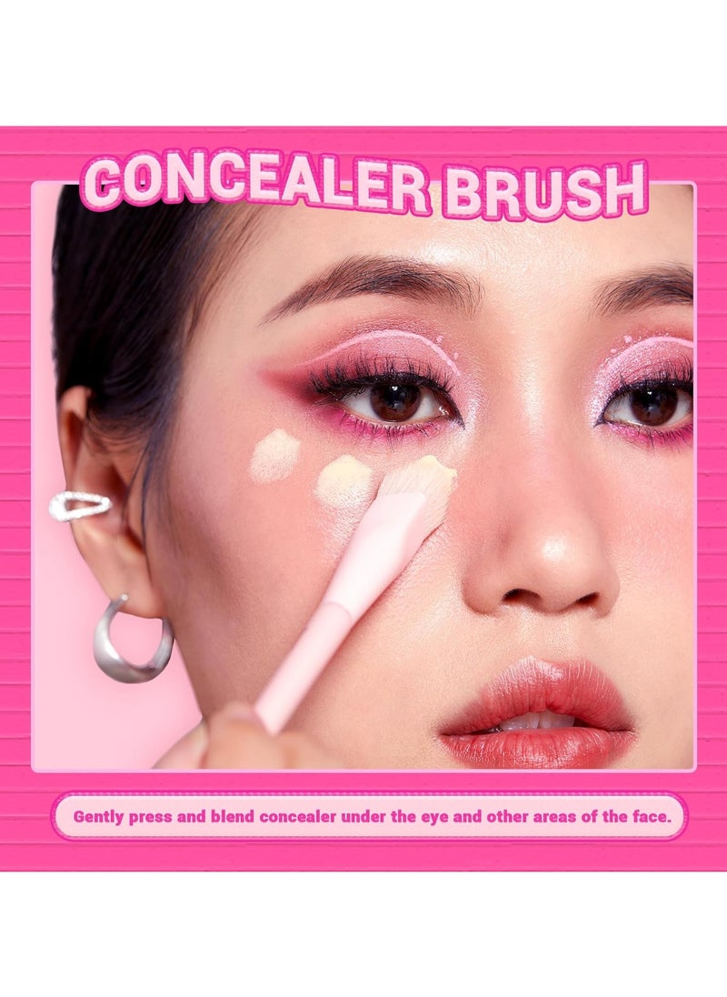 Jessup Jessup Foundation Brush and Concealer Brush, Pink Makeup Brushes Set 2Pcs Premium Synthetic Face Make up Brushes for Liquid Cream T497  - Image 5