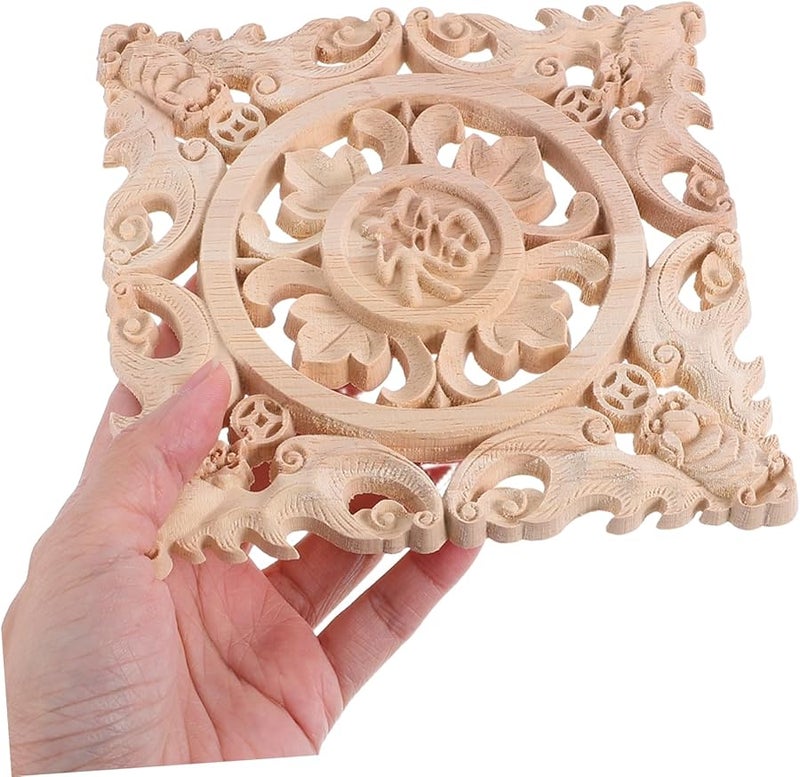 اللوحات المنحوتة من الخشب الصلب غير المطلي، زخارف الديكور اللاصقة للأثاث الخزفي DIY - Image 5