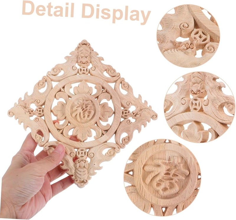 اللوحات المنحوتة من الخشب الصلب غير المطلي، زخارف الديكور اللاصقة للأثاث الخزفي DIY - Image 4
