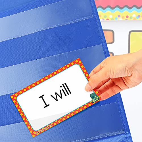 Eamay Standard Pocket Charts,Black 7 Pocket Chart for Teacher Lessons in a Classroom or Home Use – Fits Standard 3” Sentence Strips and Word Cards (Blue) - Image 5