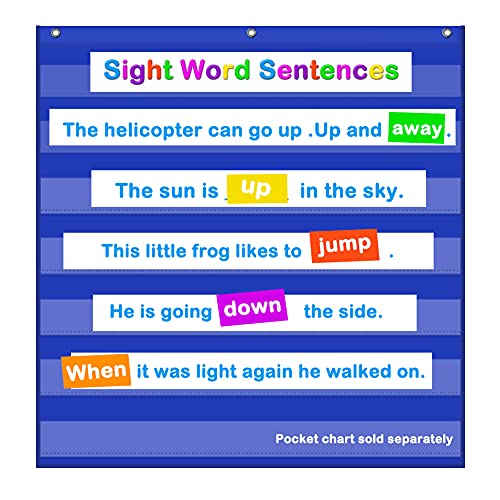 Eamay Standard Pocket Charts,Black 7 Pocket Chart for Teacher Lessons in a Classroom or Home Use – Fits Standard 3” Sentence Strips and Word Cards (Blue) - Image 3