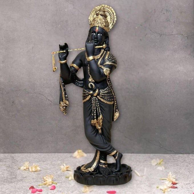 DECORATIVE LORD KRISHNA IDOL BIG SIZE FOR HOME AND OFFICE DECOR KRISHNA STATUE KRISHNA MURTI KRISHNA IDOL FOR POOJA KRISHNA IDOL FOR GIFTING PURPOSE SIZE 6 X 16 INCHES