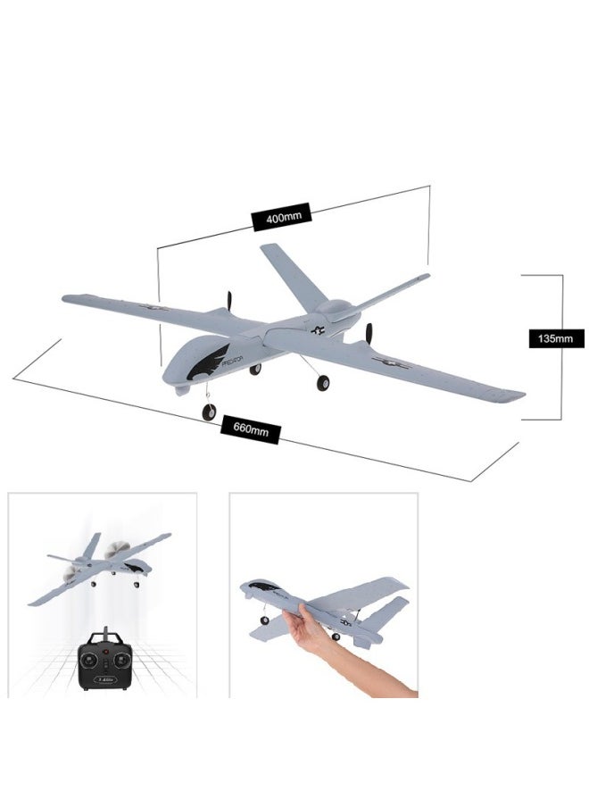 Z51 Medium Remote Control Foam Aircraft Fixed Wing Two Channel Glider Fighter Aircraft Model Toy For Children-Color:Battle Gray (with LED Light)