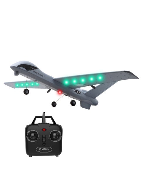 Z51 Medium Remote Control Foam Aircraft Fixed Wing Two Channel Glider Fighter Aircraft Model Toy For Children-Color:Battle Gray (with LED Light)