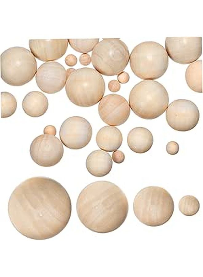 40 Unfinished Solid Wood Craft Balls No Holes Natural Color DIY Arts Crafts Home Decor - Image 1