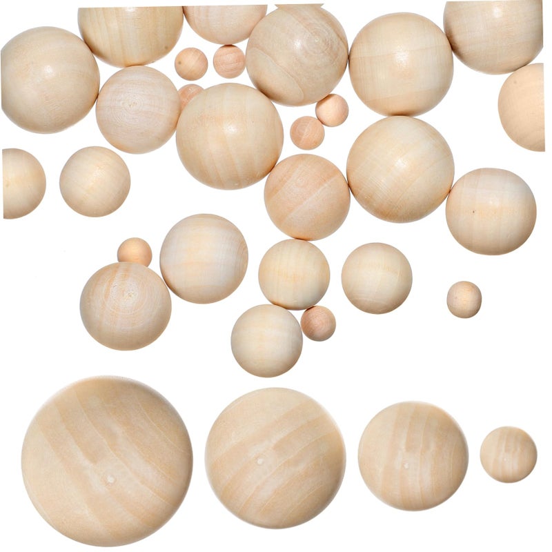 40 Unfinished Solid Wood Craft Balls No Holes Natural Color DIY Arts Crafts Home Decor - Image 2