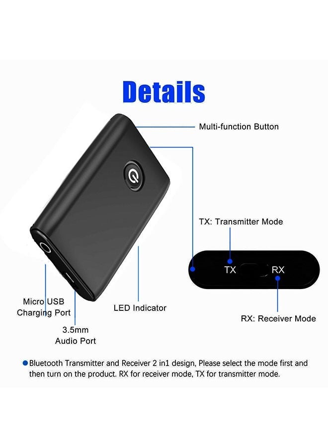 2-in-1 Bluetooth Adapter, Bluetooth 5.0 Transmitter and Receiver, 3.5mm Wireless Audio Adapter - Image 2