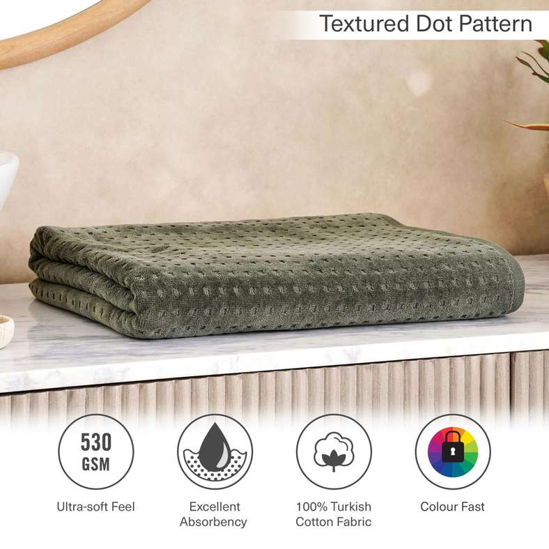Pan Home منشفة استحمام فاخرة من فيلور باللون الأخضر 90x150 سم - Image 5