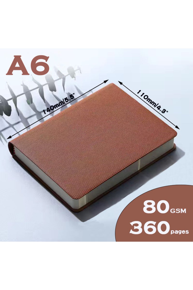 إيروريكس دفاتر بنية اللون ذات صفحات مسطرة، مقاس A6، 360 صفحة، دفتر يوميات/مخطط/مفكرة، أدوات مكتبية للمكتب