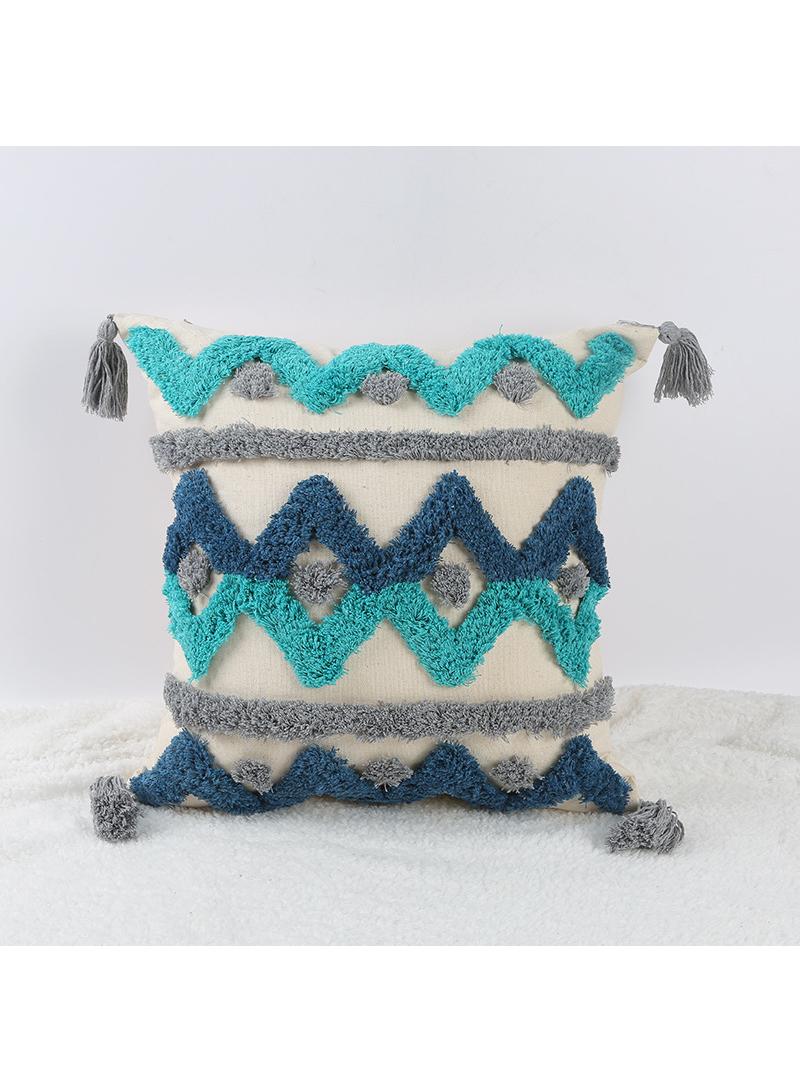 Bluejw Cushion Cover 45x45cm Handcrafted Throw Pillow Cover Boho Decor Cushion Tassel Decorative Pillowcase Woven Throw Tufted for Home Bohemian Decor - Image 1